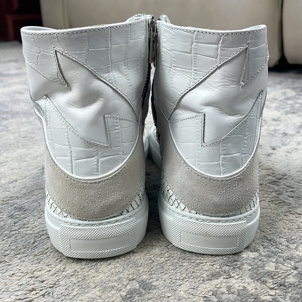NIB Zadig & Voltaire High Flash Keith Leather High Top Sneakers White Sz 41 - Picture 10 of 16